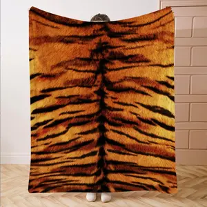 Tiger Striped Pattern Blanket, Soft Comfortable Throw Blanket, Warm Napping Blanket for Home Office Travel Camping, Striped Flannel Blanket, Lightweight Flannel Blanket, Soft Cozy Blanket