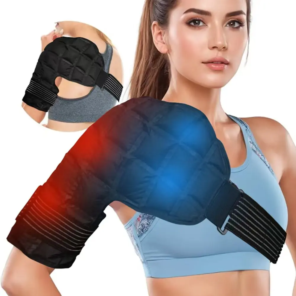 1Pc Adjustable Straps Multifunctional Shoulder Brace with Polyester Fill Ice Pack - Reusable Cold Therapy Wearable Pad for Rotator Cuff Pain Relief (Soak Then Chill), One Piece