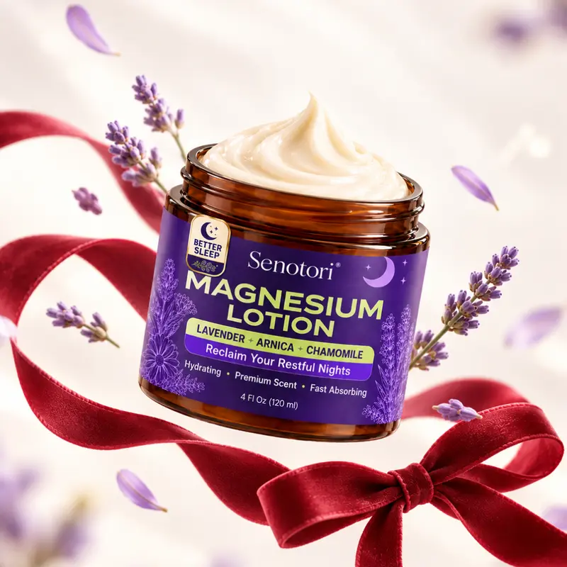 Senotori Magnesium Lotion Holiday Gift – Lavender Body & Foot Cream with Arnica & Chamomile, Relaxation & Daily Self-Care, 4 oz