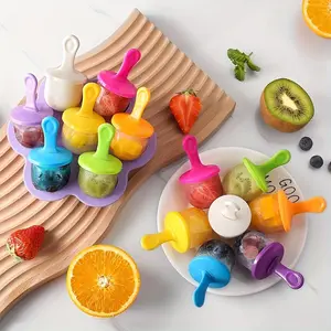 Mini Silicone Ice Cream Mold Set, Popsicle Mold, Creative Kids DIY Homemade Ice Lolly Maker, 7-Hole Ice Cube Tray, Home Use Kitchen Gadgets Ice Cream Stick Mold Kit