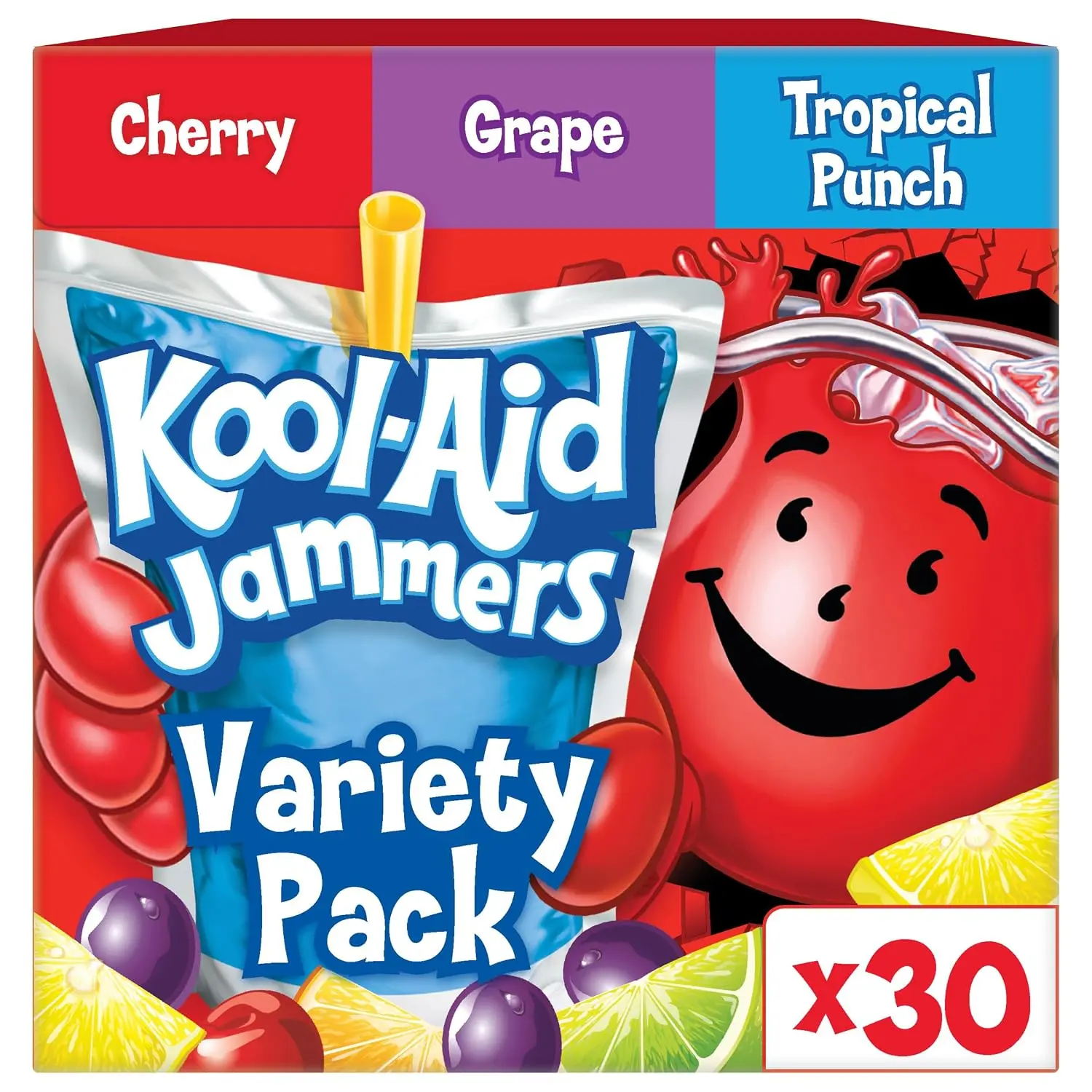 Kool-Aid Variety Pack, 30 ct Box Tropical Punch, Grape & Cherry, 6 fl oz | for Flavorful Hydration and Shareable Refreshment Good Source of Vitamin C, Caffeine Free Gluten Free