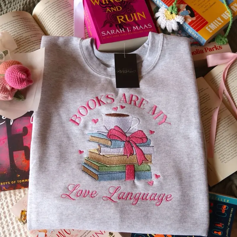 Books Are My Love Language embroidered crewneck