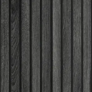 Black  Panel Wallpaper Peel and Stick 3D  Slat Wall Paper Black Wooden Slats Panels for Wall Cabinets Removable Contact Paper Self Adhesive Oak Slat Panel Roll Decorative 15.8"x80"