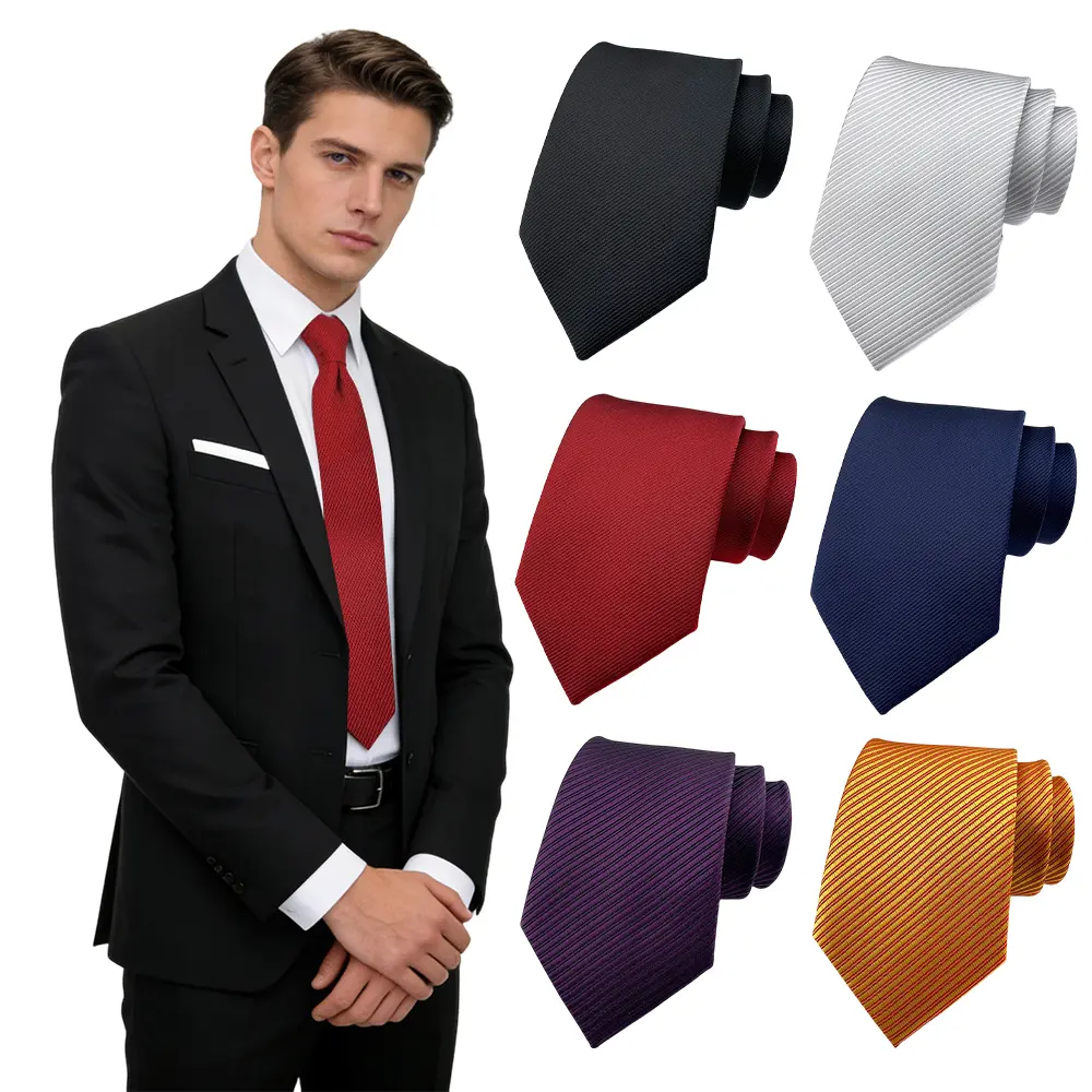 6PCS Men's Tie Classic Solid Color Jacquard Woven Tie Formal Party Neckties Casual Business Necktie