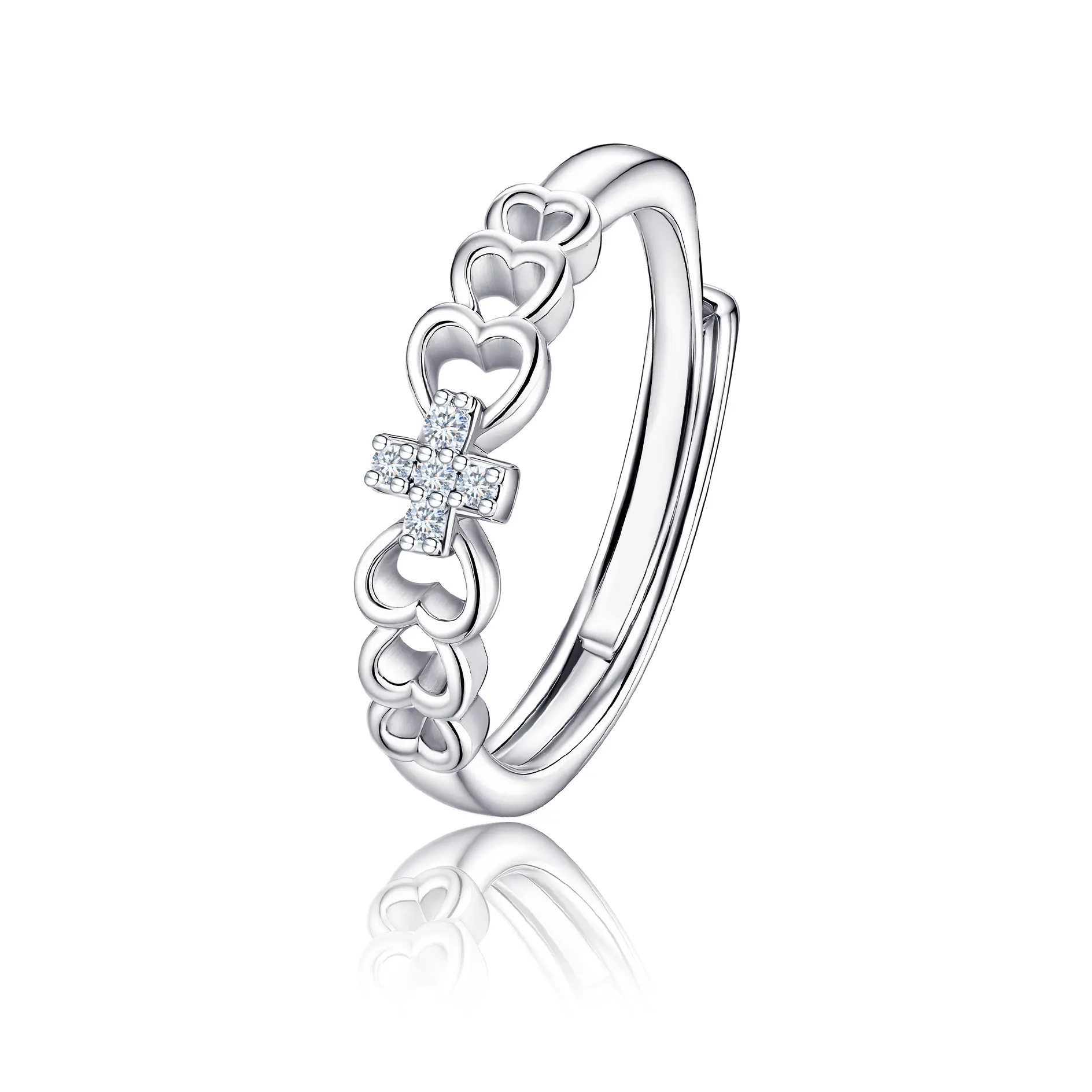 925 Sterling Silver Heart Purity Ring with Cubic Zirconia Cross, Minimalist Slip-On Promise Ring for Women, Faith-Inspired Jewelry Gift for Dating, Anniversary & Holidays christmas Love Symbol Ring