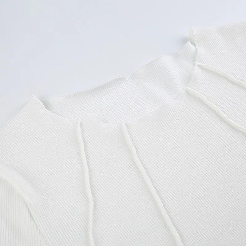 Slim Long Sleeve T-shirt Fashion Solid Color Split Thread Knitted Top Womens Clothing