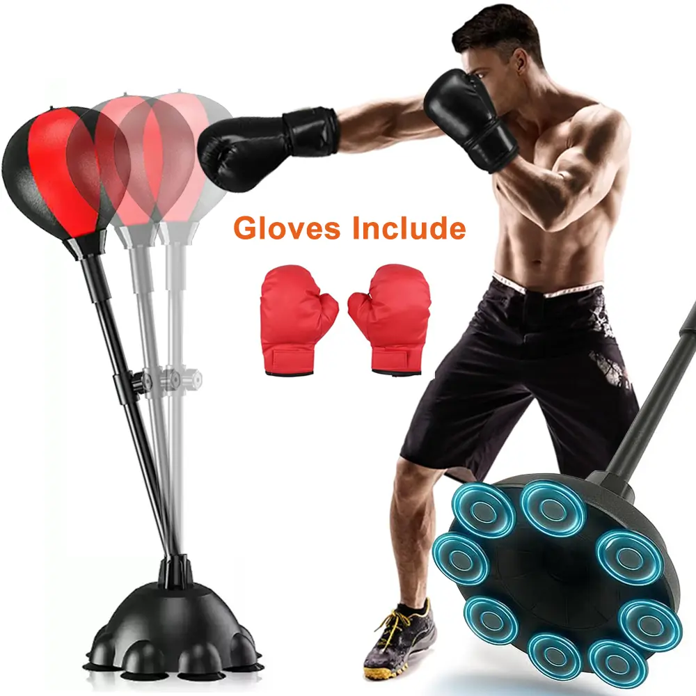 Reflex Boxing Bag, Height Adjustable Punching Bag with Stand, Speed Punching Ball with Gloves for Adults Kids, Boxing Equipment for Home Gym Fitness