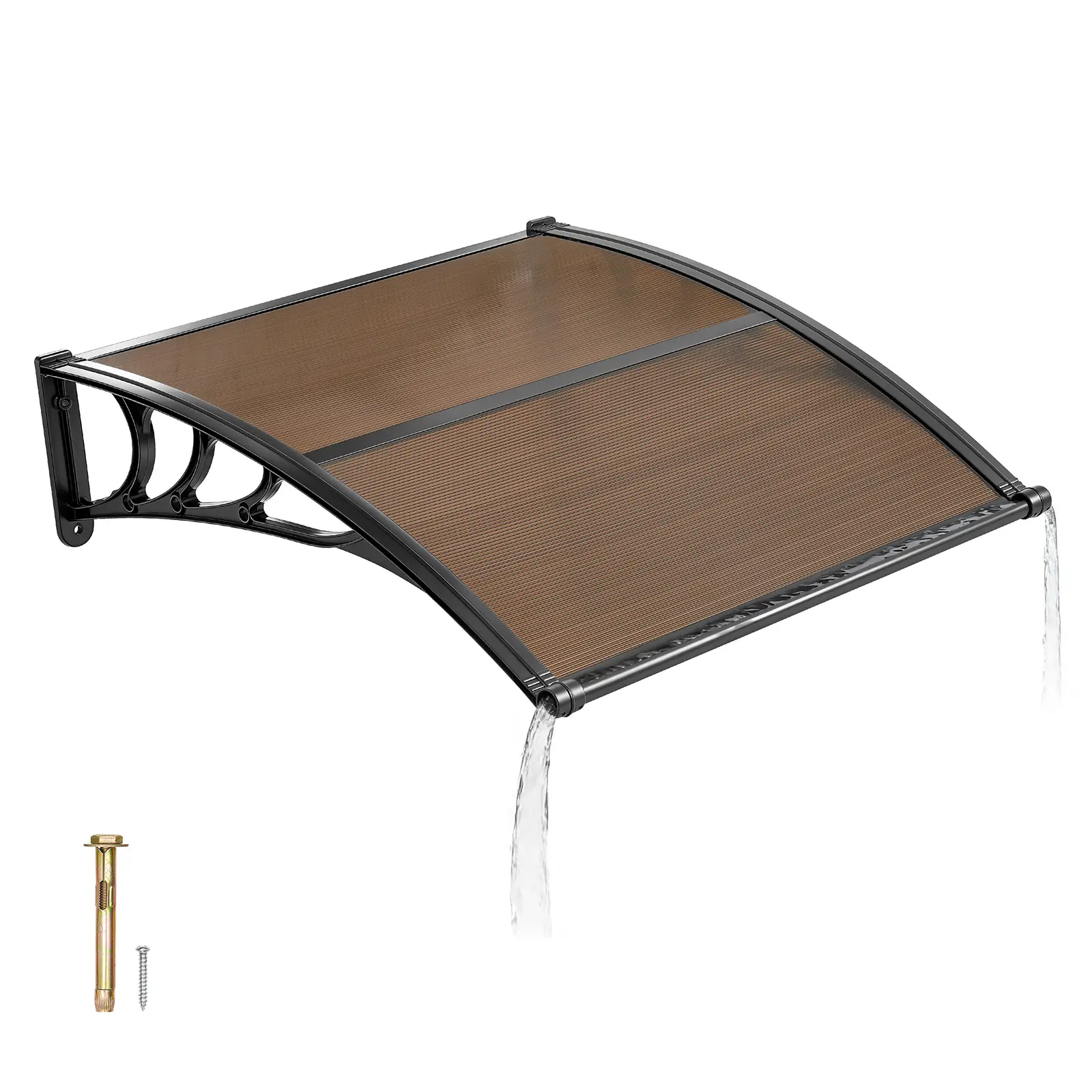 【SummerFinds】VEVOR Awnings for Door Entrance, 38 x 40 in, Exterior Front Door Window Awnings with Drainage & ABS Bracket, Rain Snow Sun Protection, Overhang Polycarbonate Door Canopy for Porch Patio, Brown,home decor,camping essentials