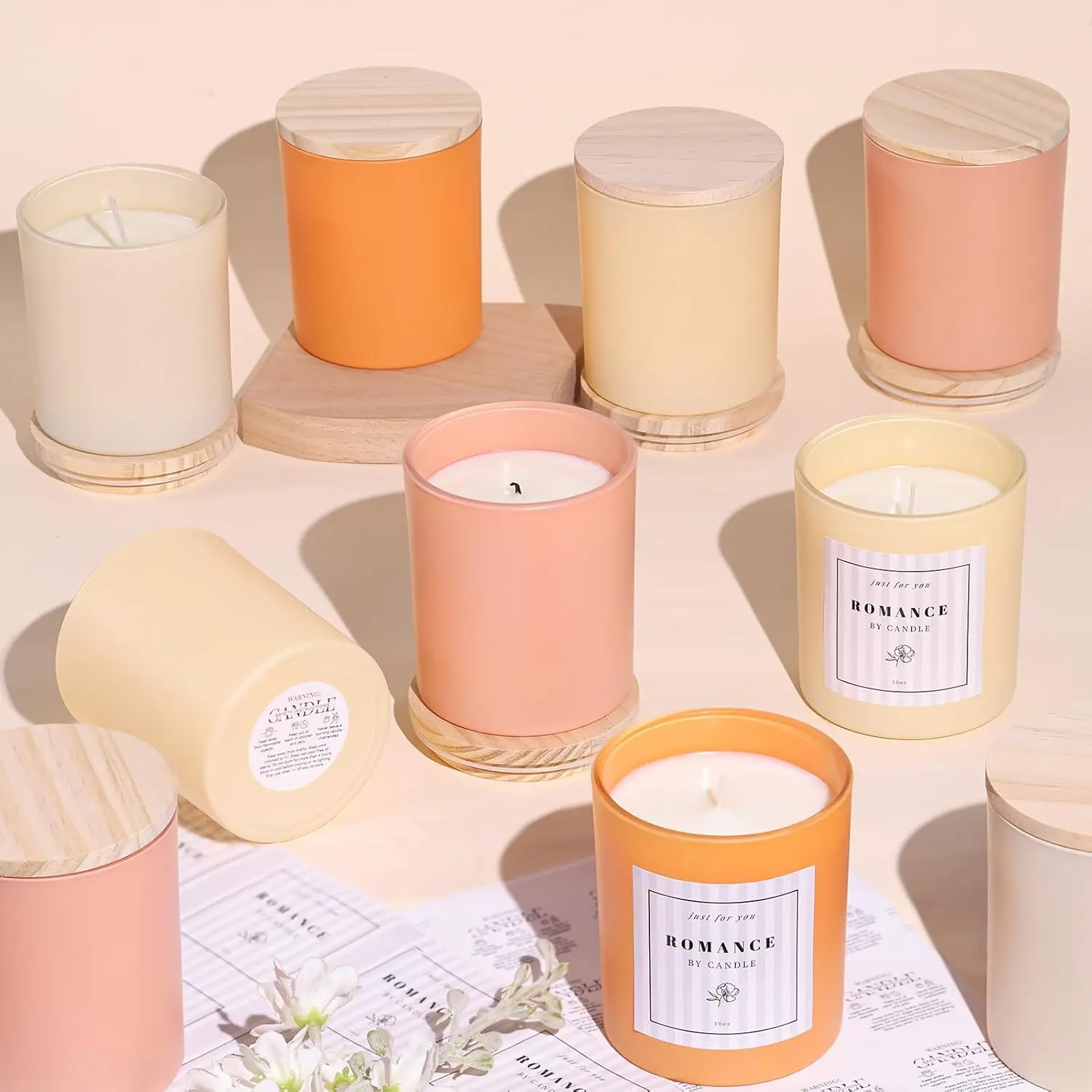 12 count Assorted Orange Candle Jars for Making Candles, 10oz Empty Candle Jars with  Lids and Labels, Glass Candle Jar for Candle Making Supplies, Candle Containers for DIY Gifts
