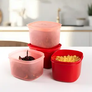 4pcs 900 ml fully pink + enamel-finish food-grade PP5 containers—food storage boxes and salad boxes suitable for everyday food preservation, kitchen decor, making salads, a must-have gift for storage enthusiasts, Christmas gifts.