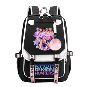KPop Demon Hunters Group  Backpack for Teens, Large Capacity Laptop School Bag For Boys & Girls, Breathable S-Shaped Padded Mesh Straps, Multi Pocket Waterproof Bookbag Back to School Gift for Kpop & Anime Fans