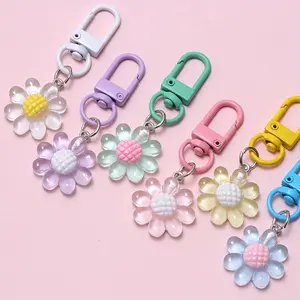 10/20 Pieces Clear Flower Resin Buckle Straps with Seal Clasps - Vivid Colored Flower Pendants for Bags, Cell Phones and Accessories, Durable Iron Alloy Chain, Perfect Gift Idea, Cute Buckle Accessories, Cell Phone Pendants, Shiny Finish, Keychain Lanyard