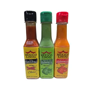 Mexico Lindo Salsa de chile Habanero (Hot sauce Habanero) Red Green or Chile de árbol net wt 5-oz (150ml Burrito Salt
