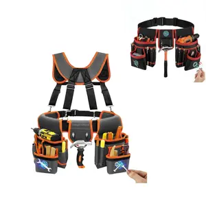 26-pockets Tool Belt, 1 Count Magnetic Tool Pouch, Garage Tool Organizer, Detachable & Adjustable Repair Tool Pouch Bag for Electrician, Carpenter, Construction, Work Apron, Portable Utility Storage Bag, Industrial Toolkit Pouches, Sling Tool Bag