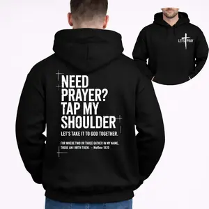 Men's prayer pattern hoodie, easy to wash, suitable for parties and daily wear, ideal for Christian men, a gift for him
