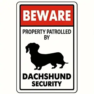 Heavy Duty 8x12 Inch Metal Dachshund Security Warning Sign Rustic Outdoor Dog Alert Decor for Yard Gate Bar No Electricity Needed Unique Gift for Dachshund Lovers and Pet Owners Durable Weatherproof