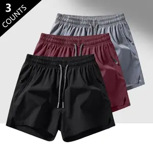 Men's Minimalist Solid Color Quick Dry Athletic Shorts, Loose Comfort Breathable Boyfriend Style Gym Training Shorts for Summer Workout & Beach