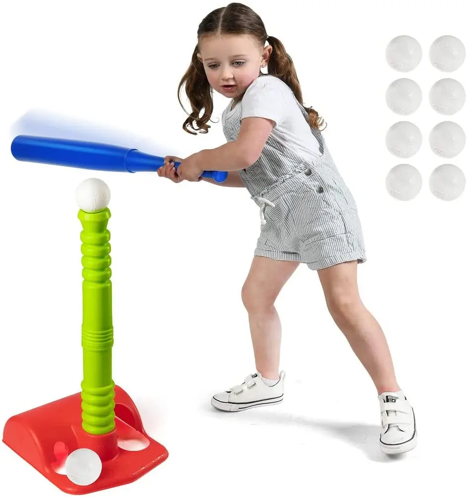 T Ball Set - Toddler Tball Set for Kids 3-5 with 23" Batting Tee - Baseball Tee, 8 Soft Baseballs for Kids, Plastic Baseball Bat - Wiffle Ball Set, Outdoor Toys for Kids Ages 3-5 Years Old