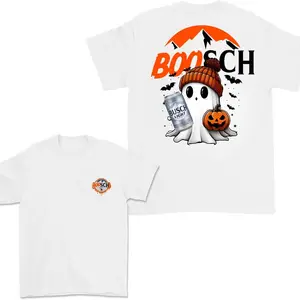 Boosh Light Cute Boo Ghost Halloween 2 Sided T-Shirt, Busch Light Halloween Shirt, Full Color, Full Size, Unisex Perfect Gift for Men & Women Menswear Top Underwear Streetwear Tshirt Human Casual Round Neck