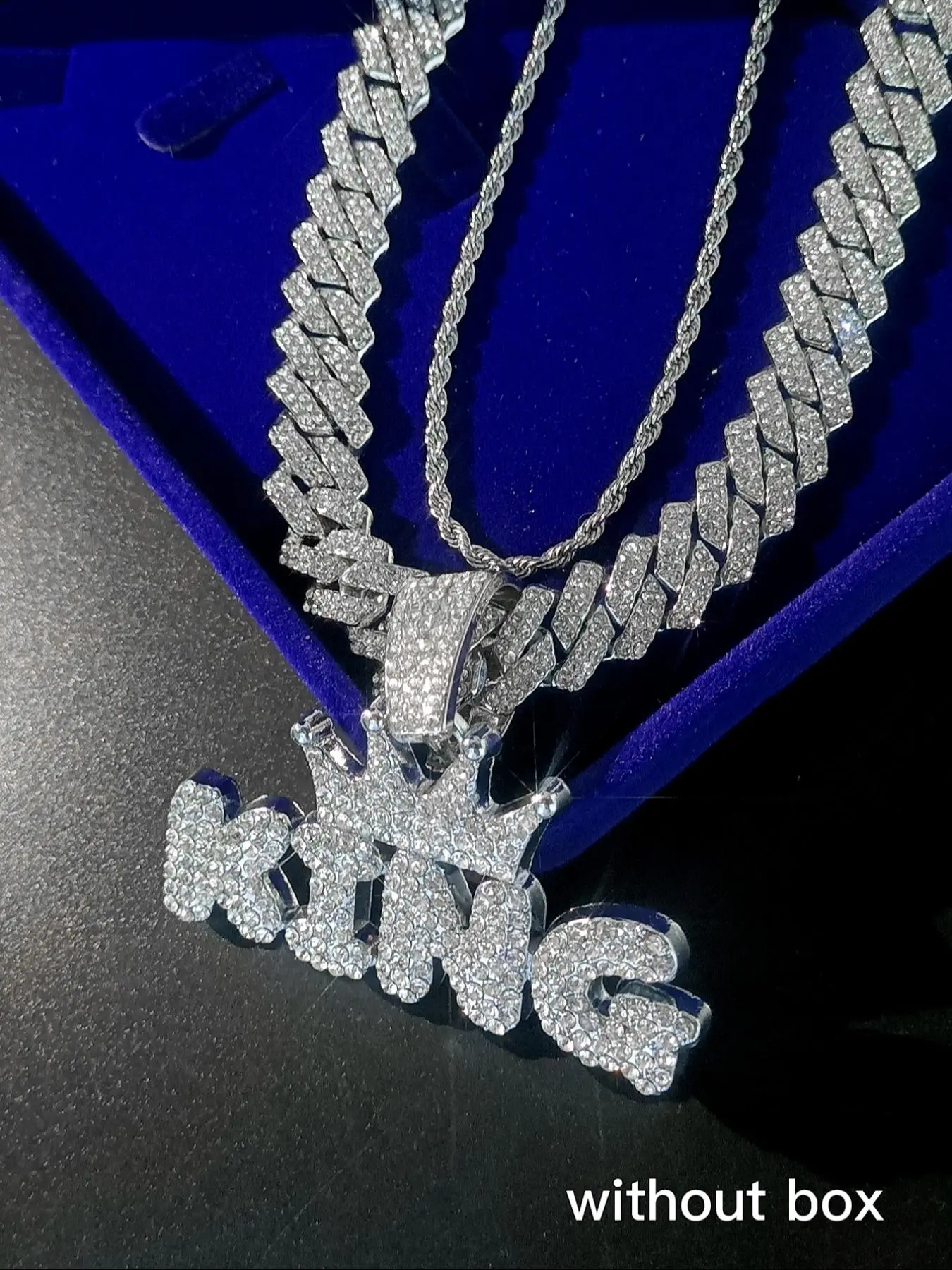 PrettyTrinket  Hip Hop Crown & King Pendant Chunky Necklace & Chain Cuban Link Layered Necklace for Men, Fashion Men Accessories for Party, Daily Decor, for Birthday Gift, Men Jewelry