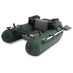 INTEX Big Catch Pro Inflatable Fishing Float Tube Set w/Oars, Pump & Rod Holders