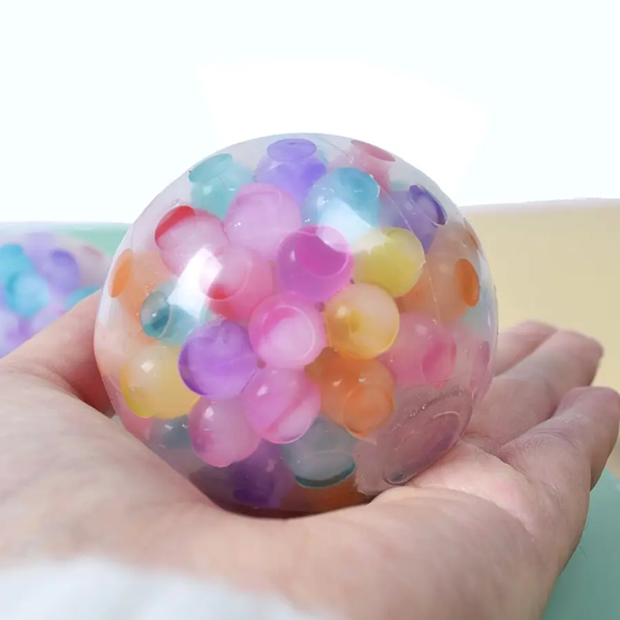 1-Piece Colorful Water Beads Squishy Stress Ball, Sensory Ball, Hand Squeezed Ball, Soft Squeeze Design, Cute Fidget Toy for Anxiety Relief, Fun and Relaxing for All Ages