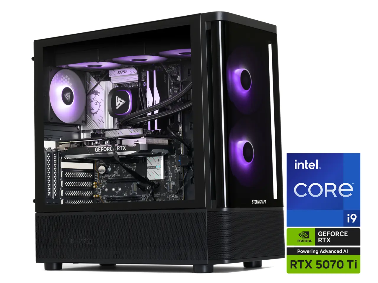 STORMCRAFT Gaming PC SKYHAWK PRO Intel Core i9-14900KF NVIDIA GeForce RTX 5070 Ti – AI Powered 32GB DDR5 6000MHz RGB 2TB NVMe SSD 360mm AIO  850W PSU Windows 11 Home - SP149KFCC-57TN1