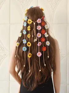 1pc Bohemian Style Random Color Daisy Flower Crown Headband