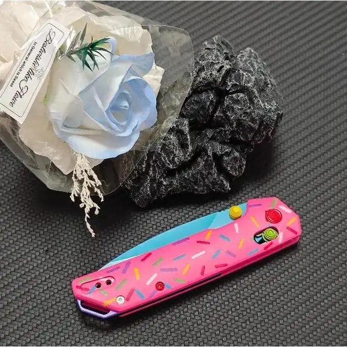 2038 Donut Outdoor Folding Knife| Aluminum Alloy Handle EDC Utility Tool for Camping, Hiking, Daily Carry, 21cm Lightweight Portable Multi Tool