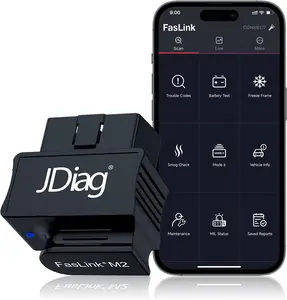 Wireless OBD2 Scanner Bluetooth for iPhone & Android, ELM327 M2 Car Code Reader with Check Engine Reset for OBDII Gas Vehicles