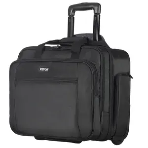 VEVOR Rolling Laptop Bag,  Fits Up to 17.3 Inch Laptop, Wheeled Briefcase, Roller Computer Tote Bag with Wheels & Telescoping Handle, Laptop Case for Work Travel Business Office, Women & Men (Black)