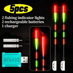 5-Piece Fishing Gear Set, Includes Rod Tip Lights & Rechargeable Batteries, USB Charger Included, High Visibility Night Fishing Accessories, Fishing Tackle