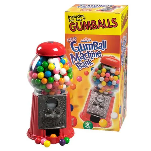 Carousel® Classic Retro Glass-Metal Piggy Bank Gumball Machine, 9" Home Decor Piece