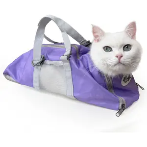 Cat Nail Clipping Cleaning Grooming Restraint Bag No Scratching Biting for Bathing Nail Trimming Injecting Examining(Taro,M)