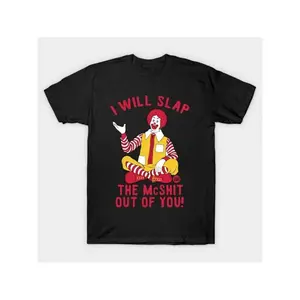 Summer t Shirts mens i will slap the mcshit you funny graphic t shirt 100 cotton soft crew neck tee black with red yellow humorous short sleeve shirt for summer outdoor activities sizes s 3xl tee shirts durable fabric shirt vibrant black -1 A79