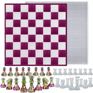 1 Set Chess Resin Mold,12 inches XL Large Checkers Chess Board Mold for Resin,Full Size 3D Silicone Chess Piece Mold for Epoxy Resin,Chess Board Game Mold