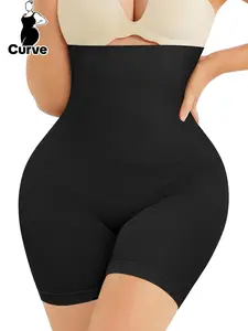 Plus Size Solid High Waist Shapewear Shorts, Tummy Control Butt Lifting Shapewear Bottoms, Women's Shapewear for All Seasons