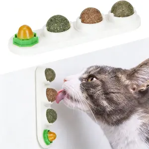 Catnip Toys Balls 4 Pcs, Extra Cat Energy Ball, Edible Kitten Silvervine Toys, Healthy Kitty Teeth Cleaning Dental Chew Toys, Cat Wall Treats Cat Stuf