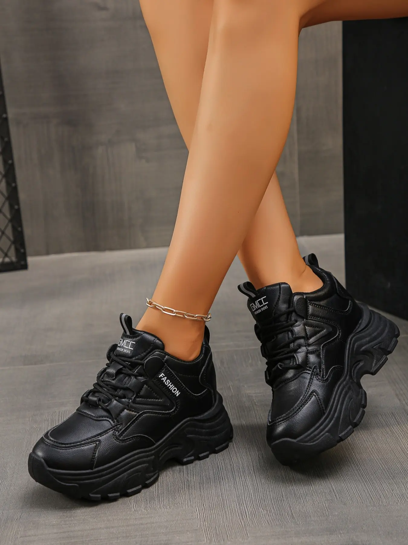 Women's New Height-Boosting Sneakers, Height Increasing Sneakers, Thick Sole Dad Shoes, Spring Wedge Insole, Sports Shoes, Casual All-Season Footwear, Pu Leather Sneakers, All Seasons Sneakers, Thick Soled Sneakers