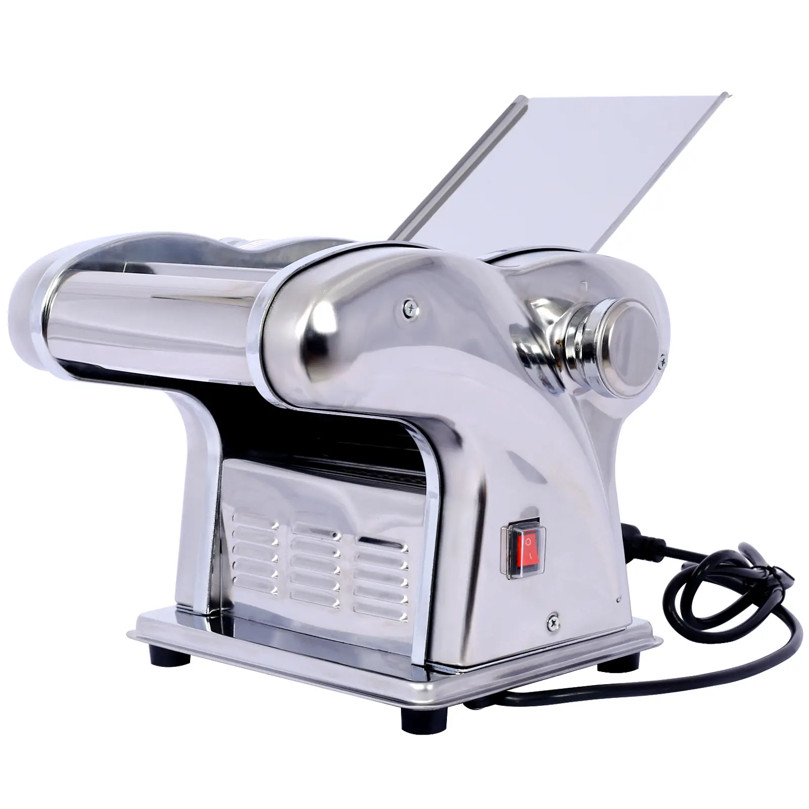 Electric Pasta and Noodle Maker with 3 Cutters – Adjustable Thickness, Stainless Steel, 110V 135W, Silver