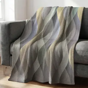 Modern Wavy Geometric Throw Blanket, Minimalist Neutral Flannel Blanket, Ultra Soft Warm Blanket, Cozy Textured Gift Blanket for Contemporary Living Room, Dorm & Modern Home Decor