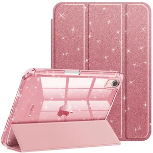 Fintie Glittery Slim Case for iPad Mini 7 (A17 Pro)/ iPad Mini 6th Gen 8.3", Clear Back and Pencil Holder, Girly iPad Protection Cover