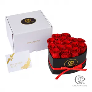 Eternal Rose Gift Box - Gift for Women, Wife, and Mom, Rose Flower Forever Decoration Birthday Gift, Red - 16 Roses Decorative girls room decor christmas gift ideas