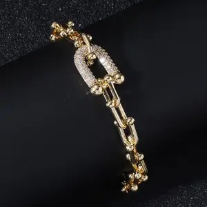 Meraki Horseshoe Buckle Double Ring Bracelet Copper Micro-Inlaid Bamboo Jewelry for Everyday Wear Fashionable Gifts Hip Hop Halloween Skull Skeleton Pendant