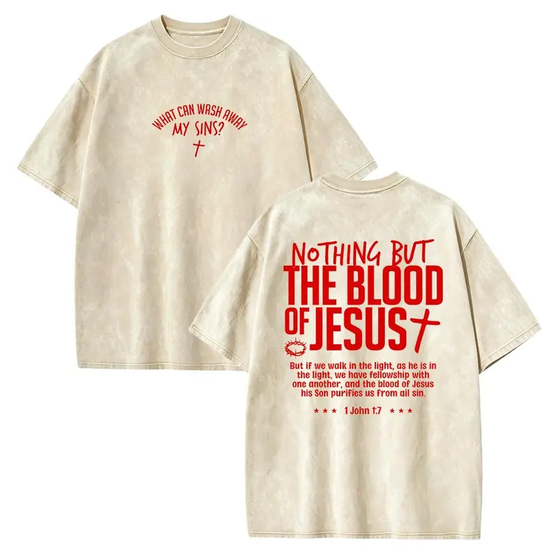 Christian Faith Washed T-Shirt, 1 John 1:7 Scripture Tee, Vintage Religious Graphic Top