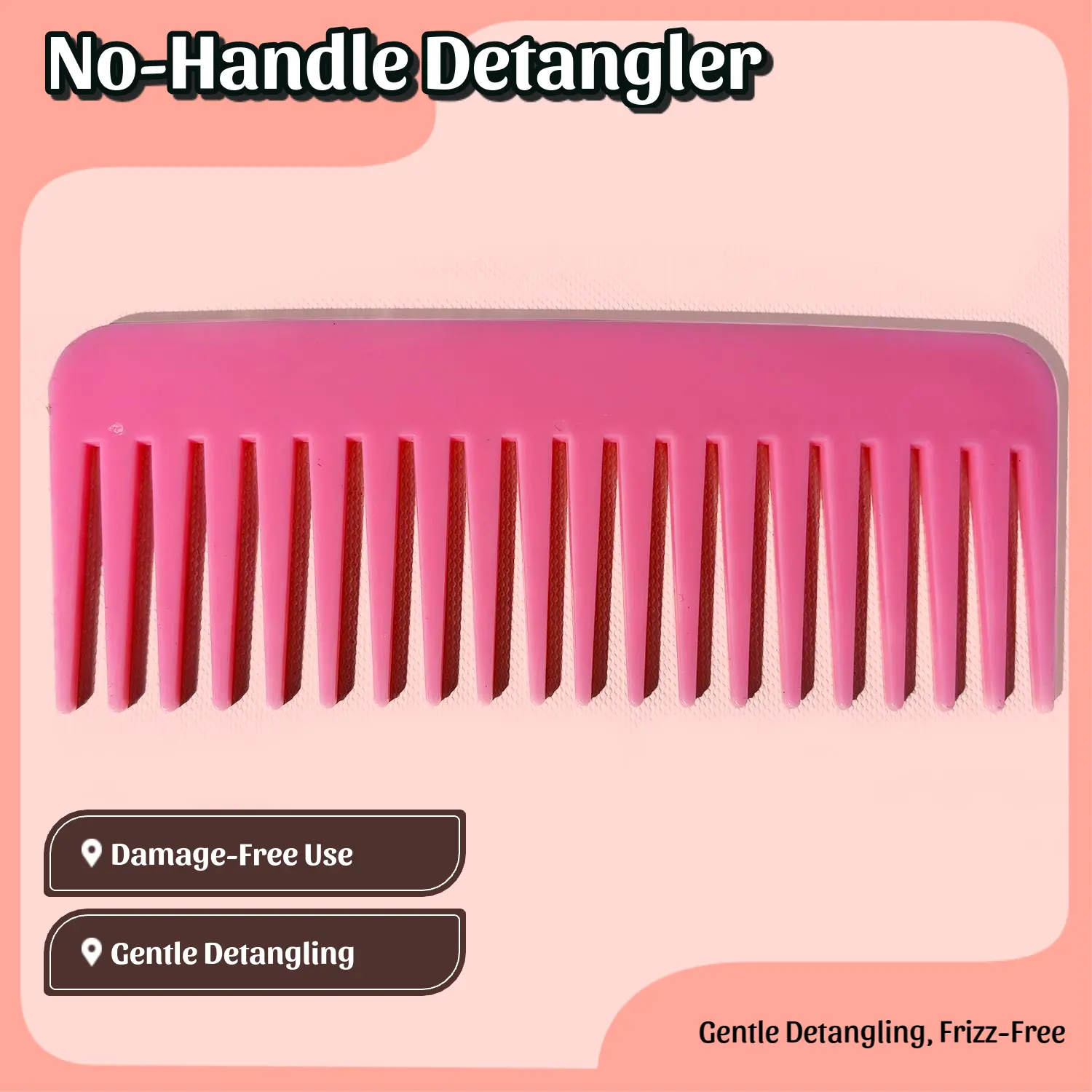 AFRIBYE No-Handle Large Wide-Tooth Detangling Wig Comb - Round Tips, Damage-Free, Wet & Dry Use, Curly Hair Tool, Hair Extension Brush, Reduces Shedding (Do Not Purchase Separately)