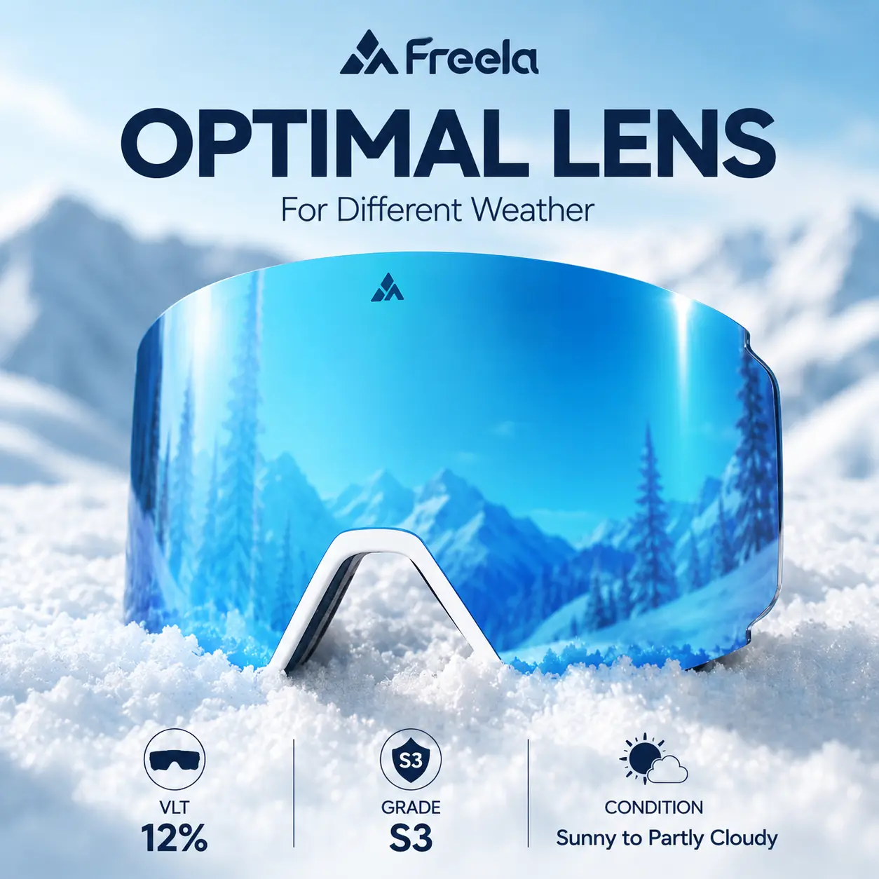 Freela Ski Goggles- Frameless, Magnetic OTG Snow Goggles Interchangeable Lens UV400 Protection Anti-Fog for Adult Men Women