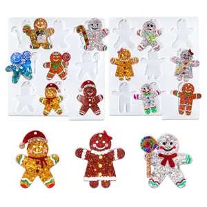 18 Cavities Christmas Resin Molds, 6 Gingerbread Pattern Christmas Ornament Resin Molds Silicone, Glossy Silicone Molds for Resina Art, Tree Decorations,Holiday Gifts,Keychain - LET'S RESIN