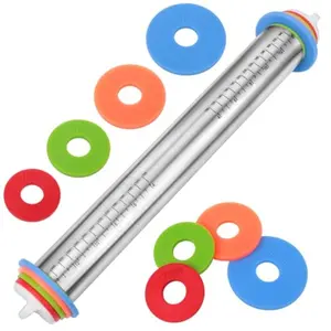Stainless Steel Rolling Pin & Dough Mat, Adjustable Thickness, Odorless, Easy-To-Clean, Detachable Design with Markings, Baking Tool, Baking Utensils for Cake Making, Baking Gadget