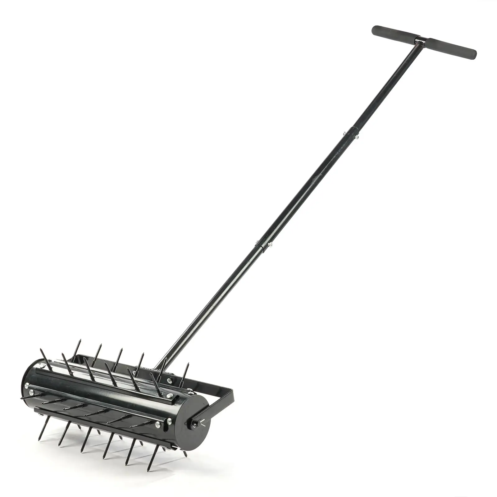 Manual Lawn Aerator Upgraded Spike Rolling Hand Lawn Aerator for Compacted Soils and Lawns, Push Spike Aeration with 2.1 Inch Solid Steel Spikes Garden Aerator Tool